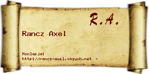 Rancz Axel névjegykártya